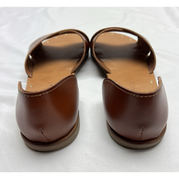 Cynthia Rowley Fiona Cognac 9.5 M Vegan Leather Cross Strap Slip On Sandals - Picture 5 of 8